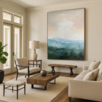 Misty Mountain Abstract Painting for Spa Retreat Relaxation Areas HENG010