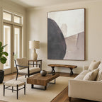 Gray and Beige Abstract Painting with Minimalist Shapes WINK846