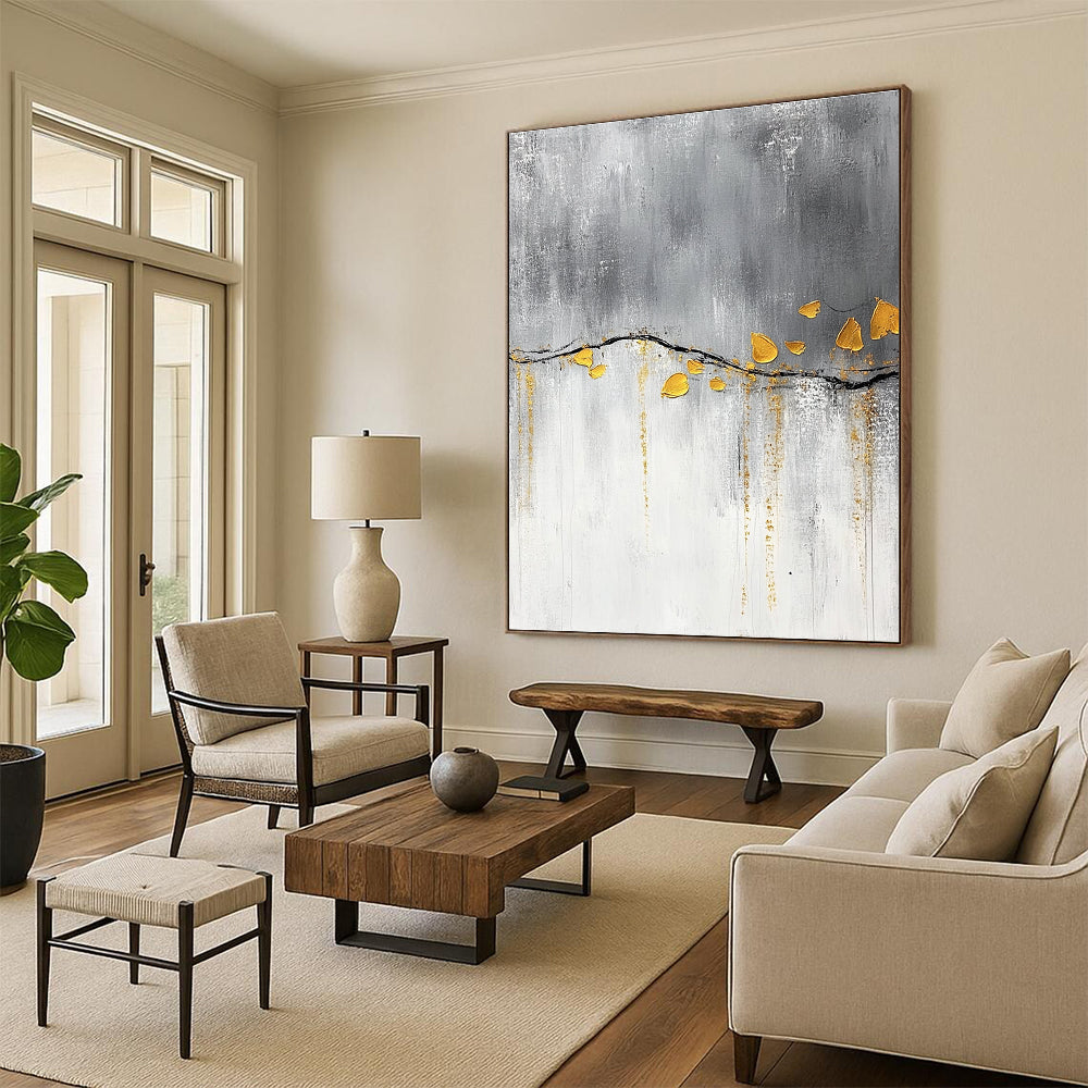Gold - Branch Abstract Painting for Minimalist Home Offices GAB0863