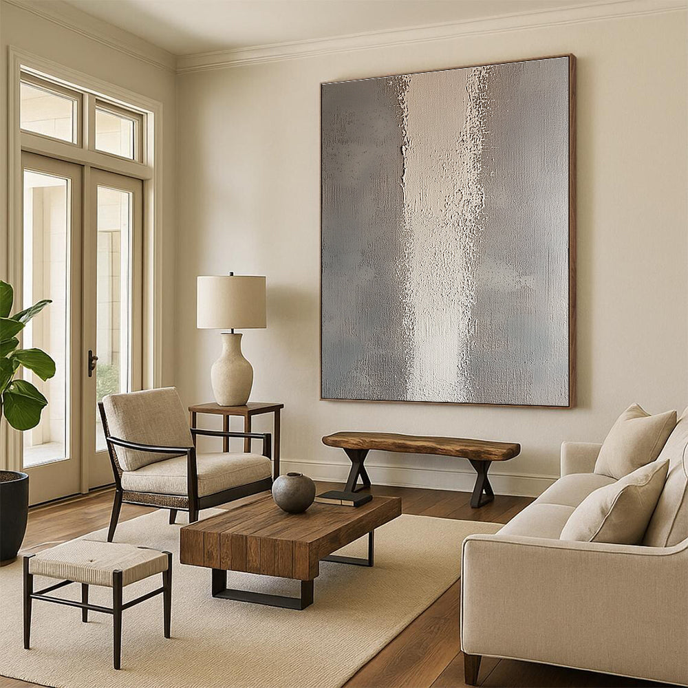 Subtle Textured Stripes Abstract Painting with Quiet Sophistication WINK294