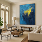 Blue - Yellow Abstract Spark Painting with Energetic Glow WINK395