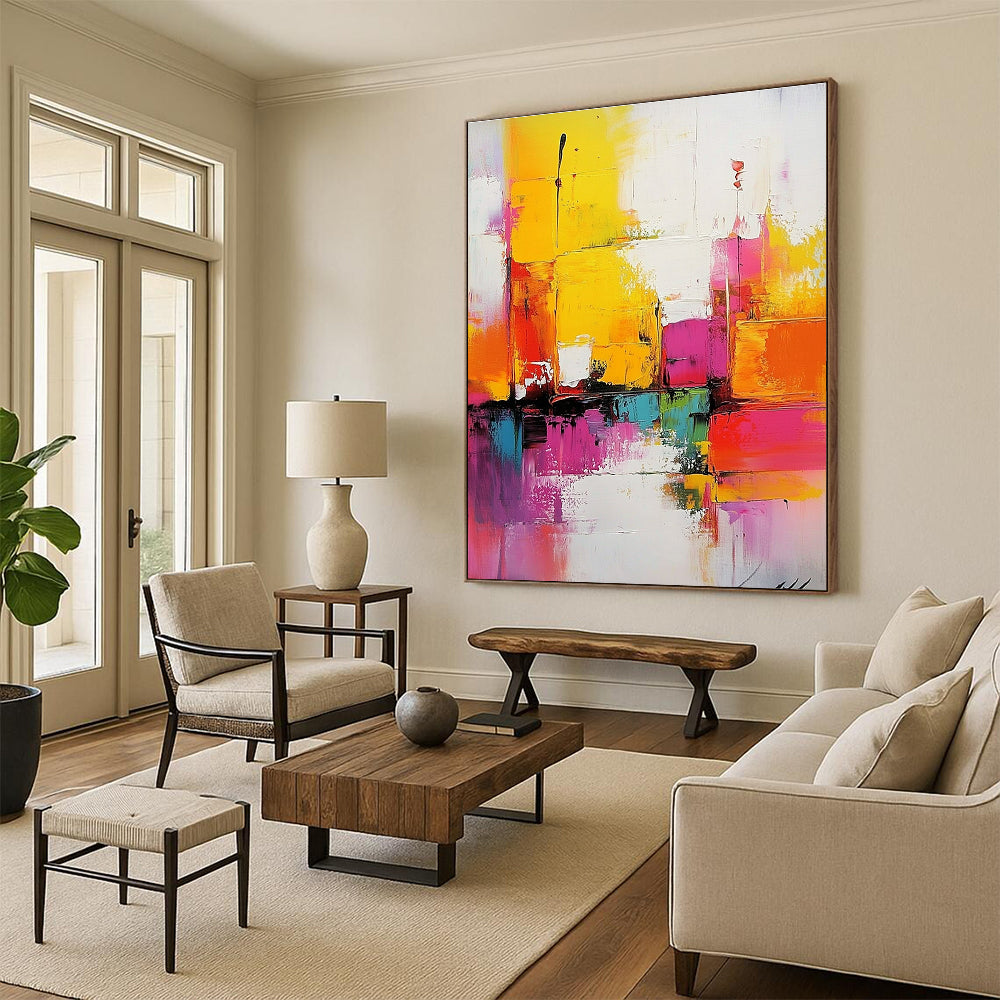 Colorful Cubist Abstract Painting with Vibrant Shapes WINK656