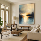 Sunset Lake Abstract - Dramatic Sky and Water Art GAB0537