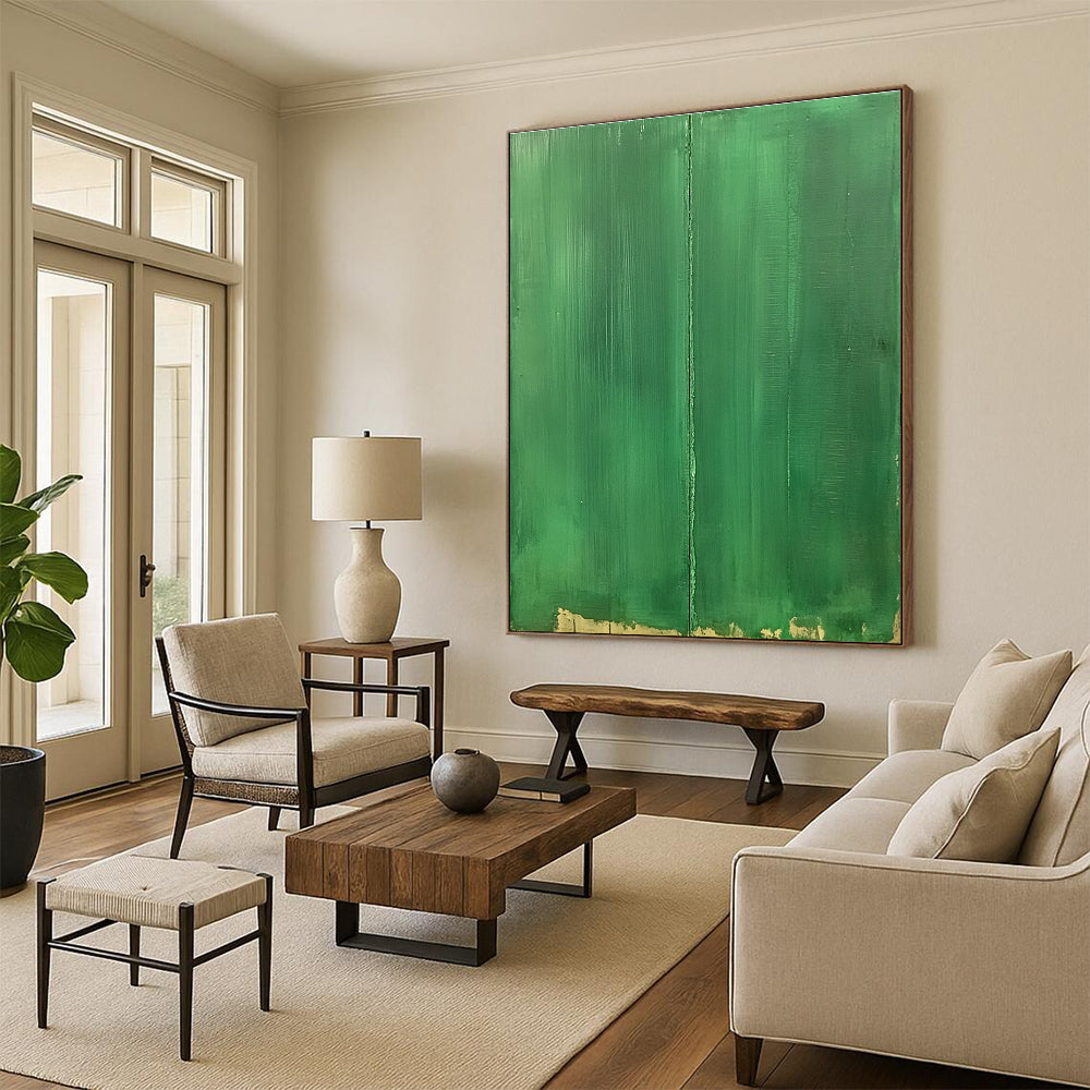 Solid Green with Line Painting of Understated Contrast GAB0145