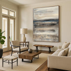 Gray and Blue Textured Layers Abstract Painting with Coastal Calm WINK285