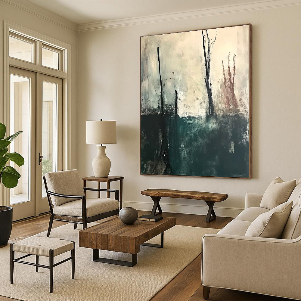Dark Trees Abstract Painting for Mysterious Studies GAB0748