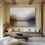 Lake and Sky Abstract Landscape Painting for Tranquil Spaces YHT040