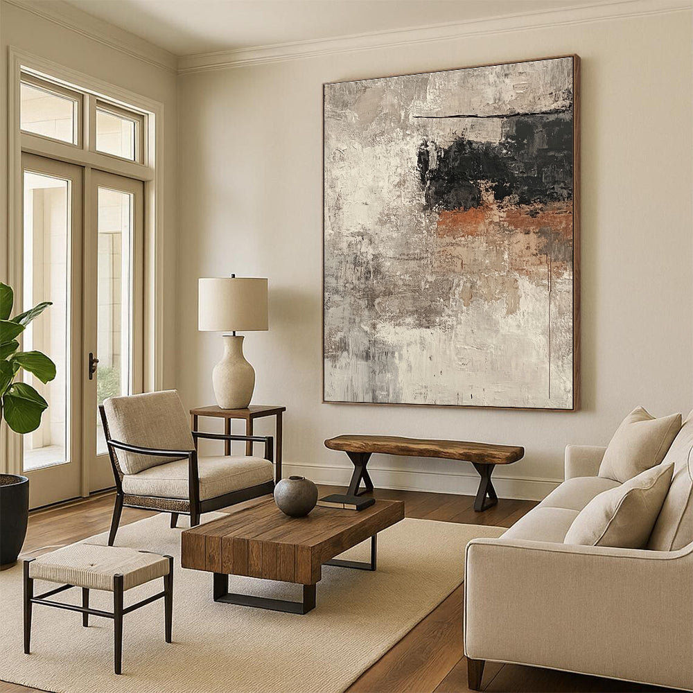 Textured Gray and Black Abstract Painting with Raw Depth WINK155