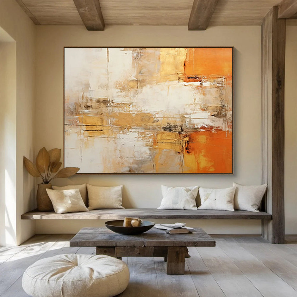 Warm Tones Abstract Painting for Inviting Interiors YHT095