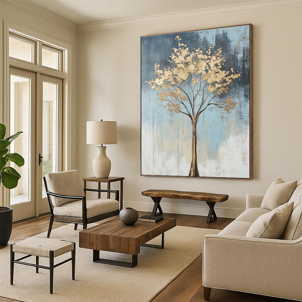 Golden Tree Abstract Painting for Bohemian - Style Living Rooms GAB1255