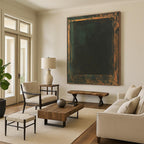 Framed Dark Rectangle Abstract Painting with Mysterious Allure WINK089