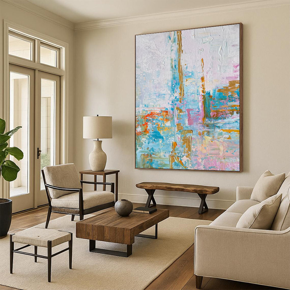Soft Colorful Abstract Painting for Serene Yoga Studios HENG465