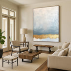 Blue and Gold Abstract Painting for Elegant Hotel Ballroom Entrances GAB1192