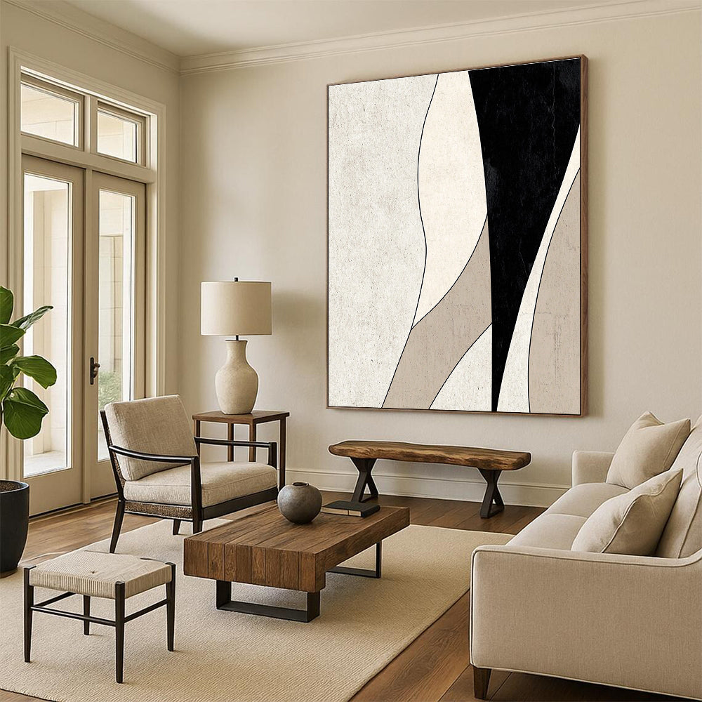 Minimalist Curved Lines Abstract Painting with Gentle Flow WINK058