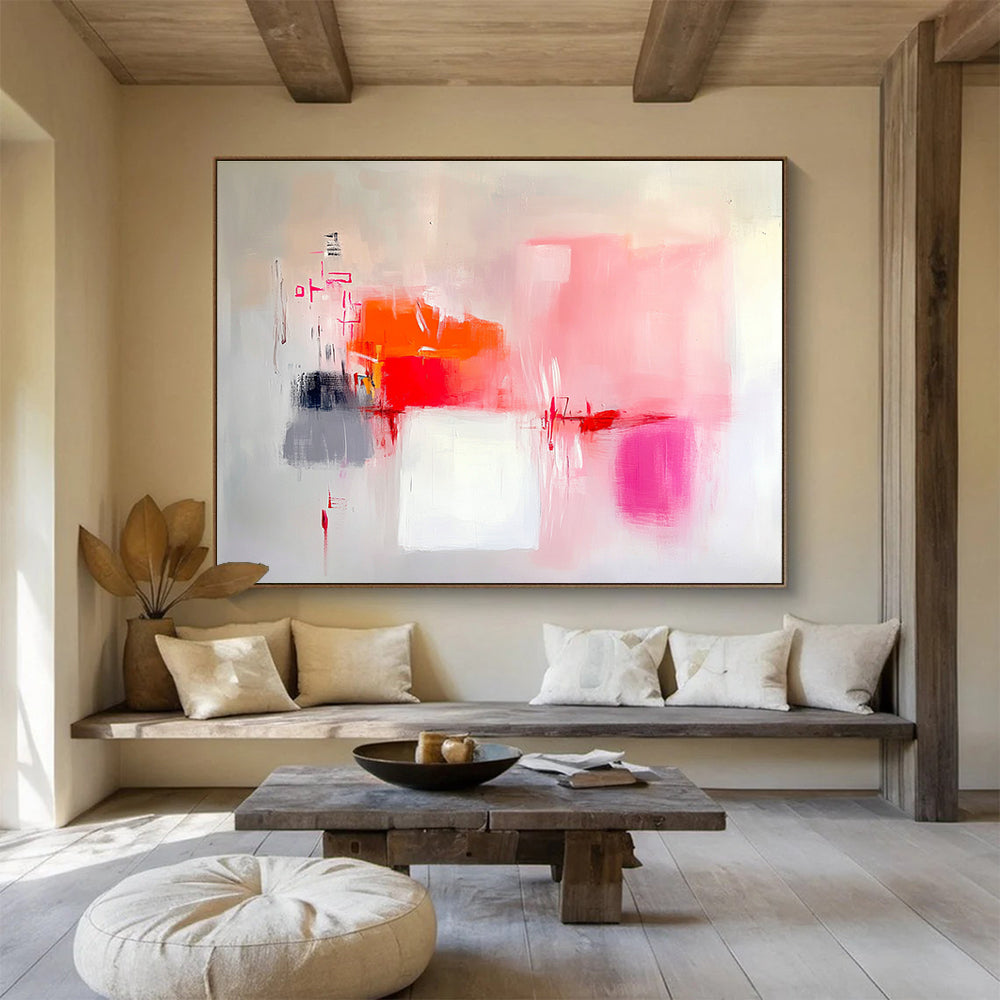 Pink - Orange Tones Abstract Painting with Expressive Brushstrokes ABS401