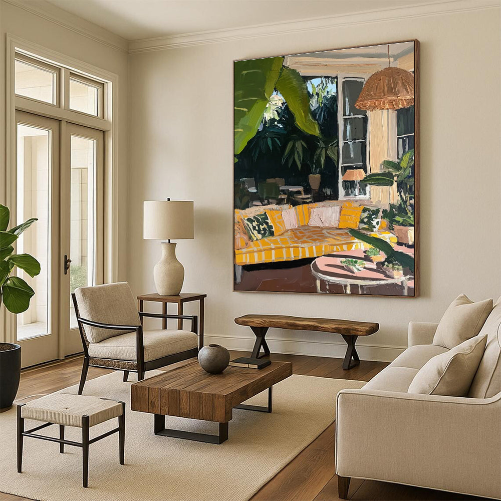 Indoor Outdoor Living Abstract Painting for Stylish Patio Spaces HENG435