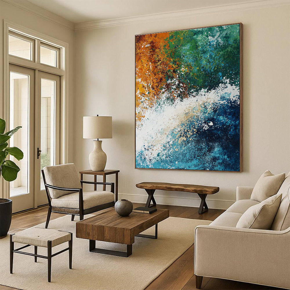 Energetic Wave Abstract Painting for Dynamic Spaces GAB0732