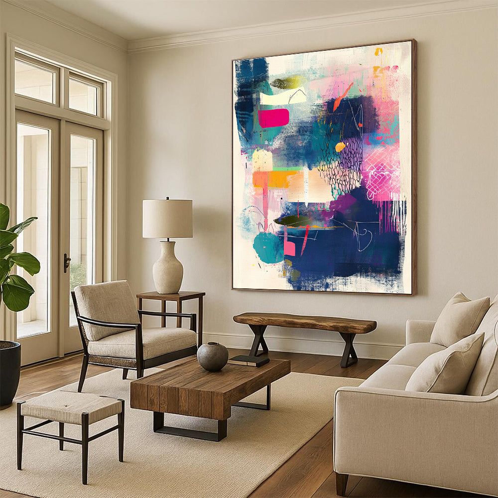 Colorful Abstract Composition Painting with Eclectic Vibrancy WINK079