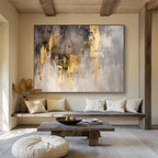 Gray and Gold Abstract: Elegant Contrast in Muted Tones Abstract Painting ABS167