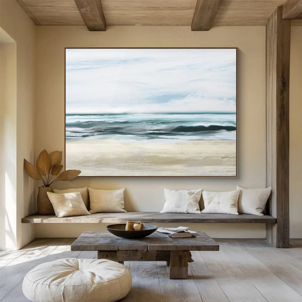 Calm Sea Abstract Painting for Coastal Bedrooms YHT128