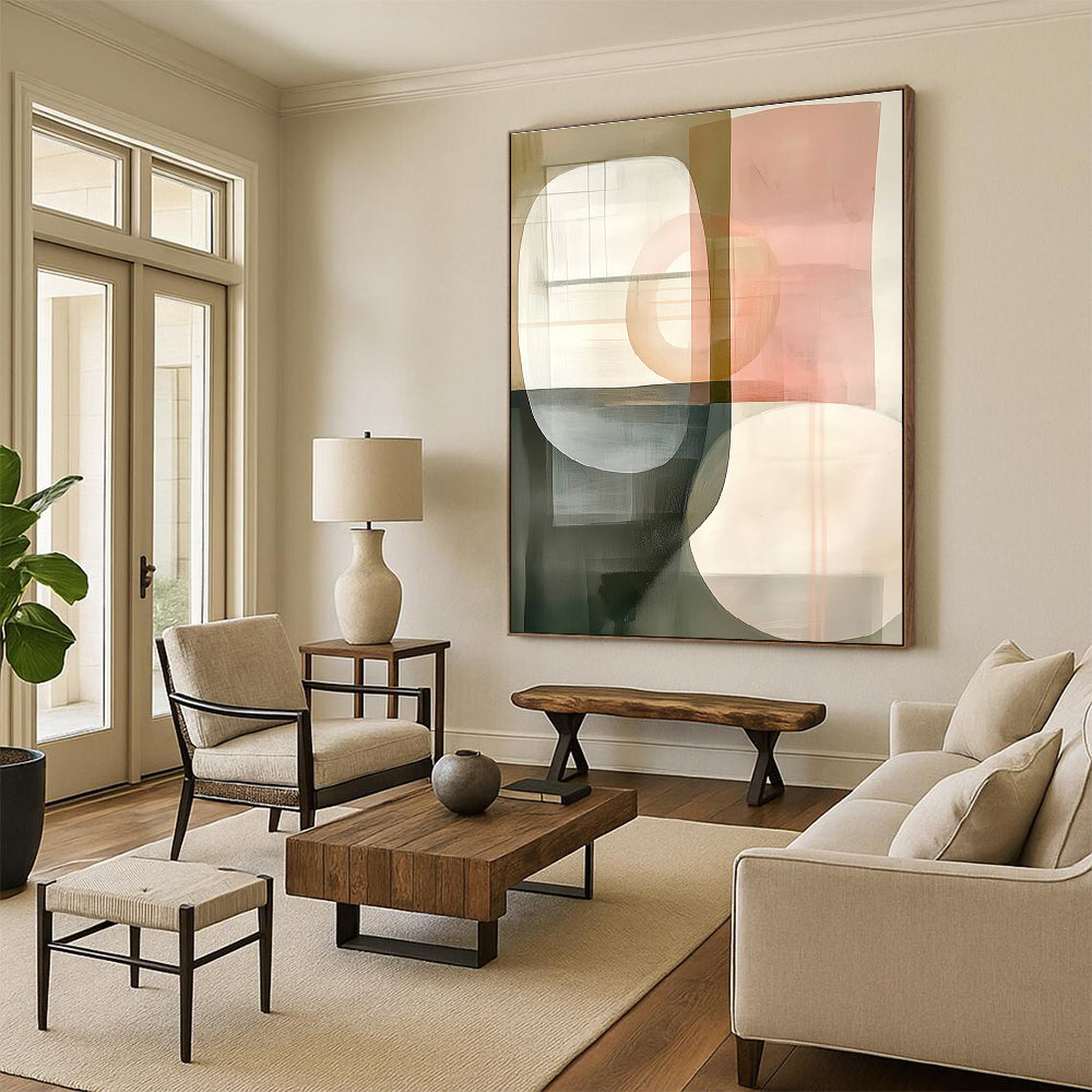 Soft Geometry Abstract Painting for Elegant Living Rooms GAB1027