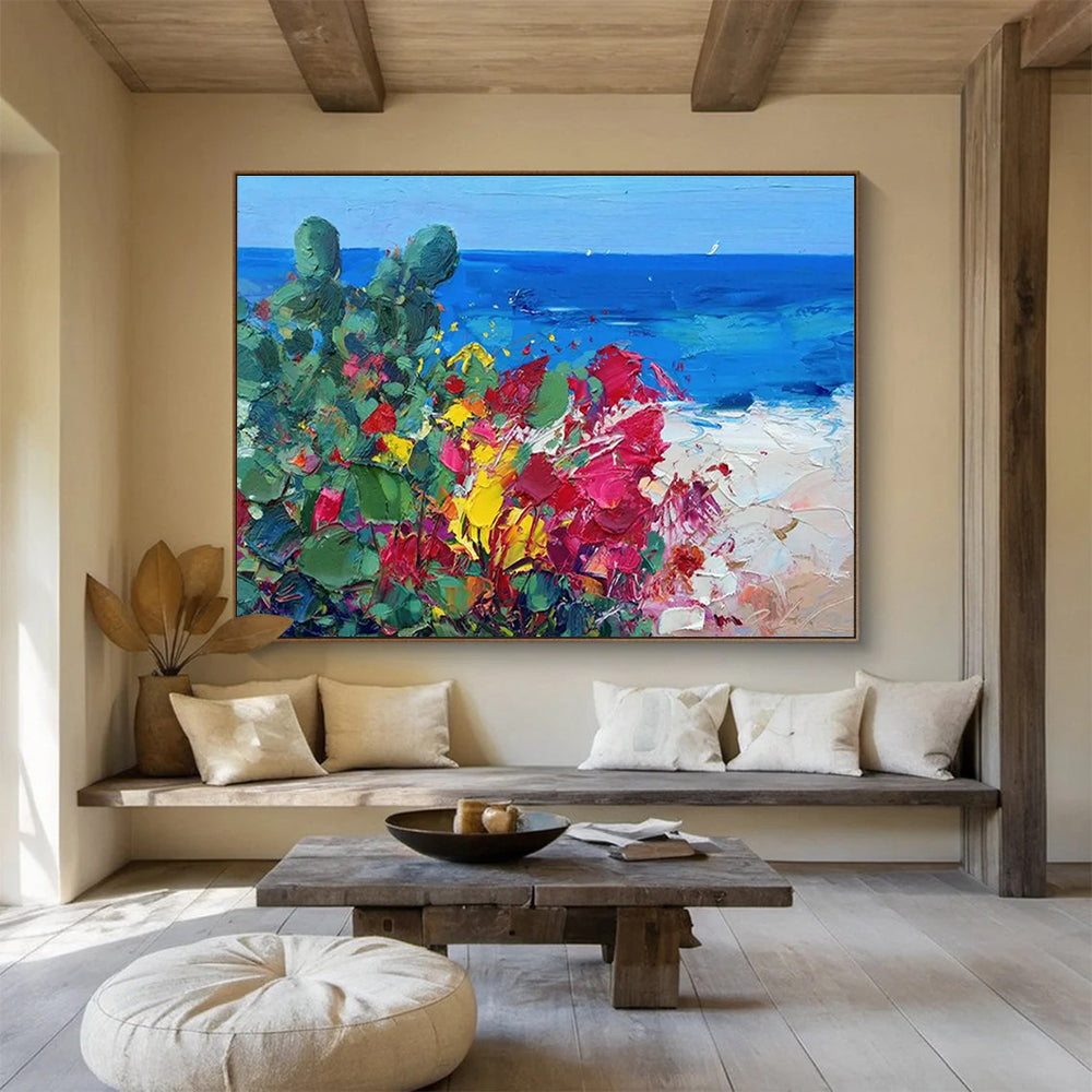 Beach Flowers Abstract Painting for Beachfront Home Living Rooms YHT433