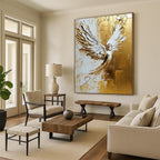 Golden Angel Winged Figure - Spiritual Textured Abstract Art GAB0434