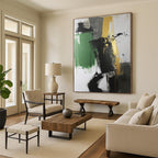 Green Gold Black Abstract Painting with Bold Textures WINK527