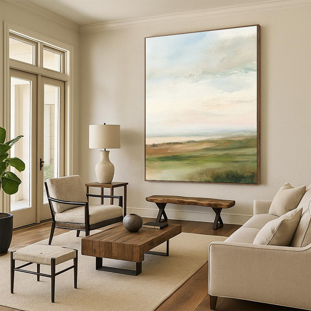 Soft Pastel Landscape Abstract Painting for Coastal - Themed Cafes GAB0982
