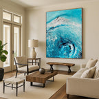 Turquoise Wave Abstract Painting for Nautical - Themed Restaurants HENG469