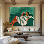 Woman Relaxing with Wine Abstract Painting ABS582
