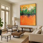 Orange Green Abstract - Energetic Abstract Painting GAB0637