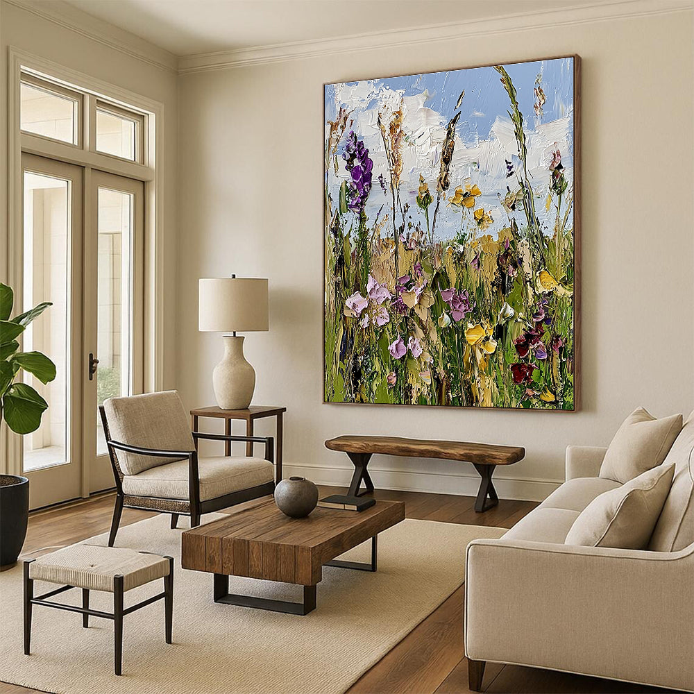 Wildflower Field Impressionistic Abstract Painting for Nature - Loving Spaces GAB1413