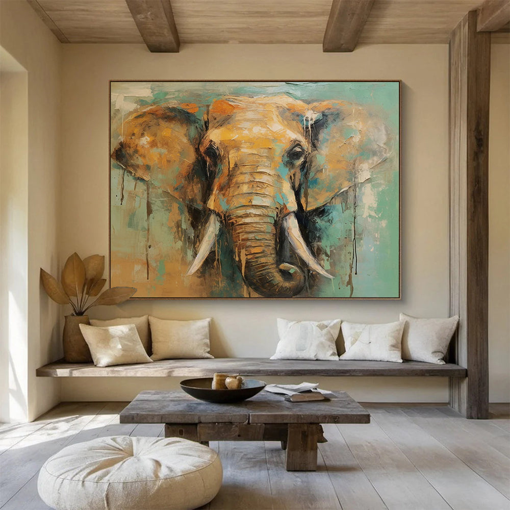 Colorful Elephant Abstract Painting for Wildlife - Inspired Homes YHT082
