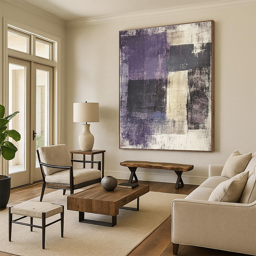 Minimalist Color Block Abstract Painting in Purple Tones GAB0662