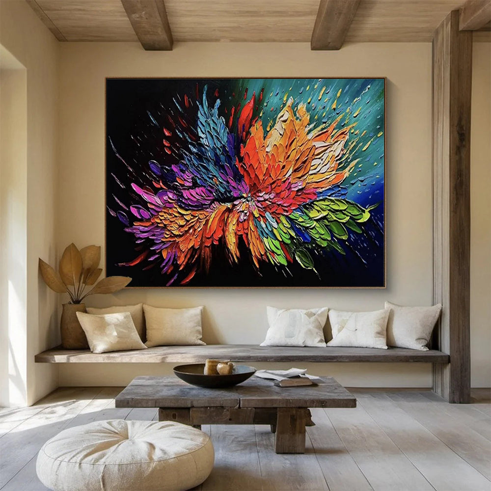 Colorful Flower Burst Abstract Painting for Lively Dining Rooms YHT294
