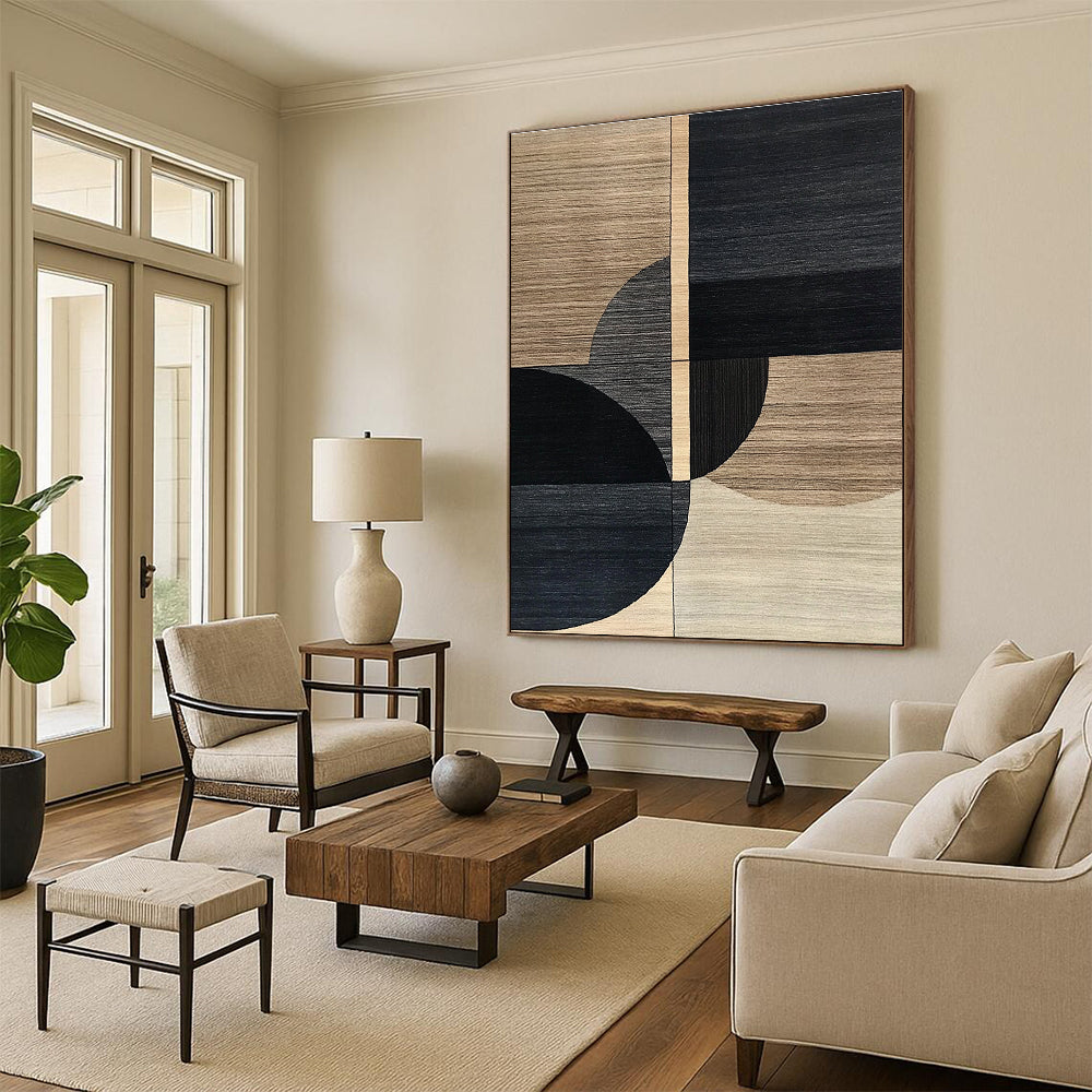 Geometric Wood - Like Shapes Abstract Painting for Contemporary Office Break Rooms GAB1356