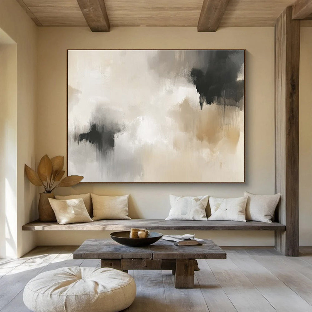 Beige and Gray Abstract with Soft Brushstrokes Abstract Painting ABS379