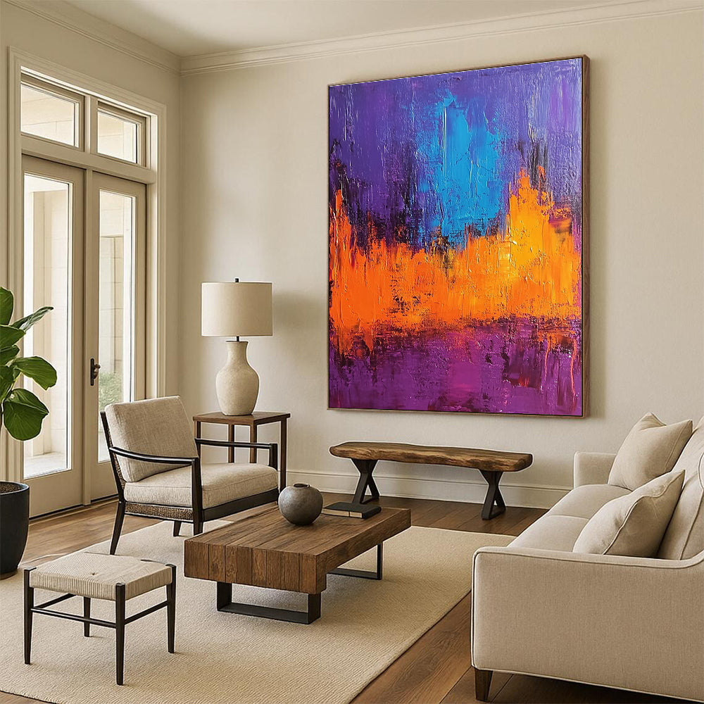 Purple and Orange Abstract Painting for Vibrant Interiors GAB0711
