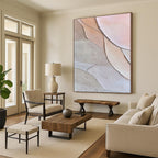 Pastel Colored Leaf Shapes Abstract Painting with 3D Textures GAB0061