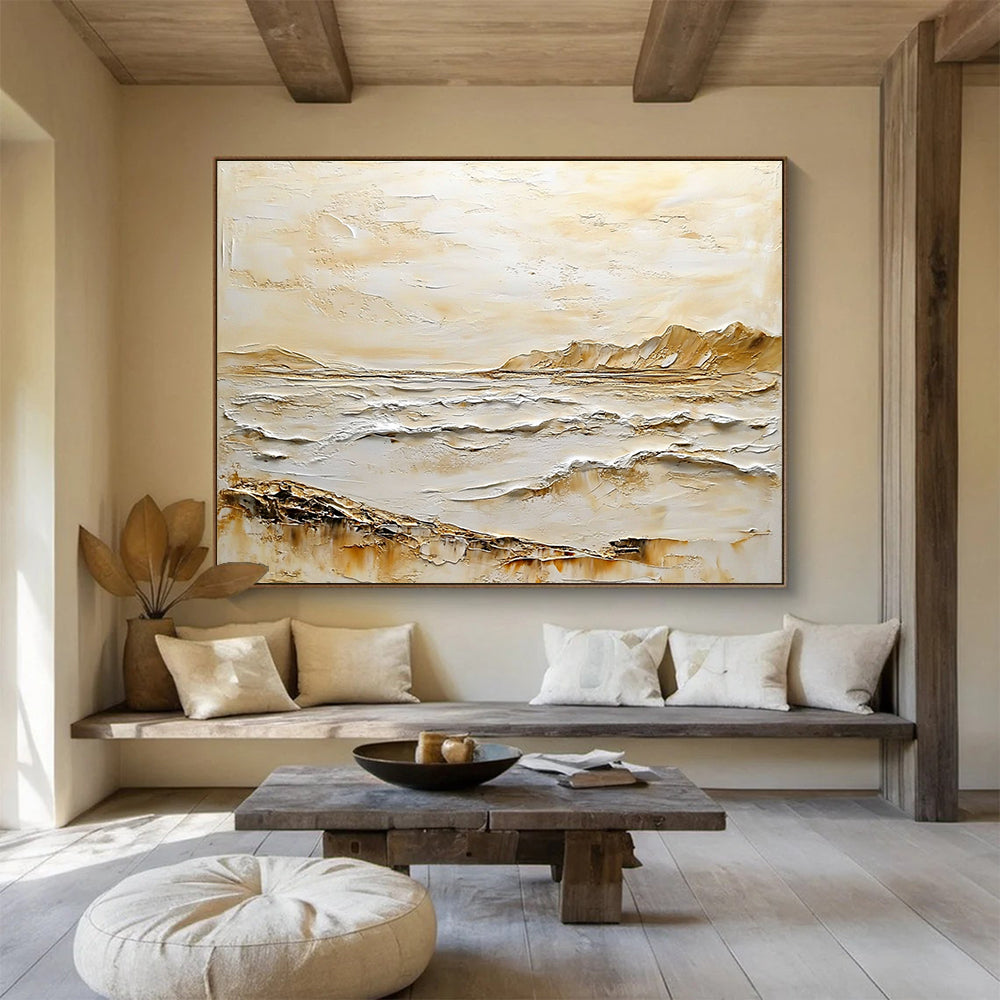 Textured Coastal Landscape Abstract Painting with Tactile Beauty ABS618