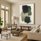 Dark Green and Gray Brushstrokes Abstract Painting with Moody Textures WINK265