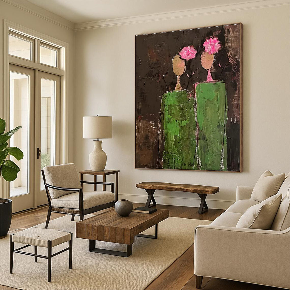 Flower - Head Figures Abstract Painting for Bohemian - Style Cafes HENG080