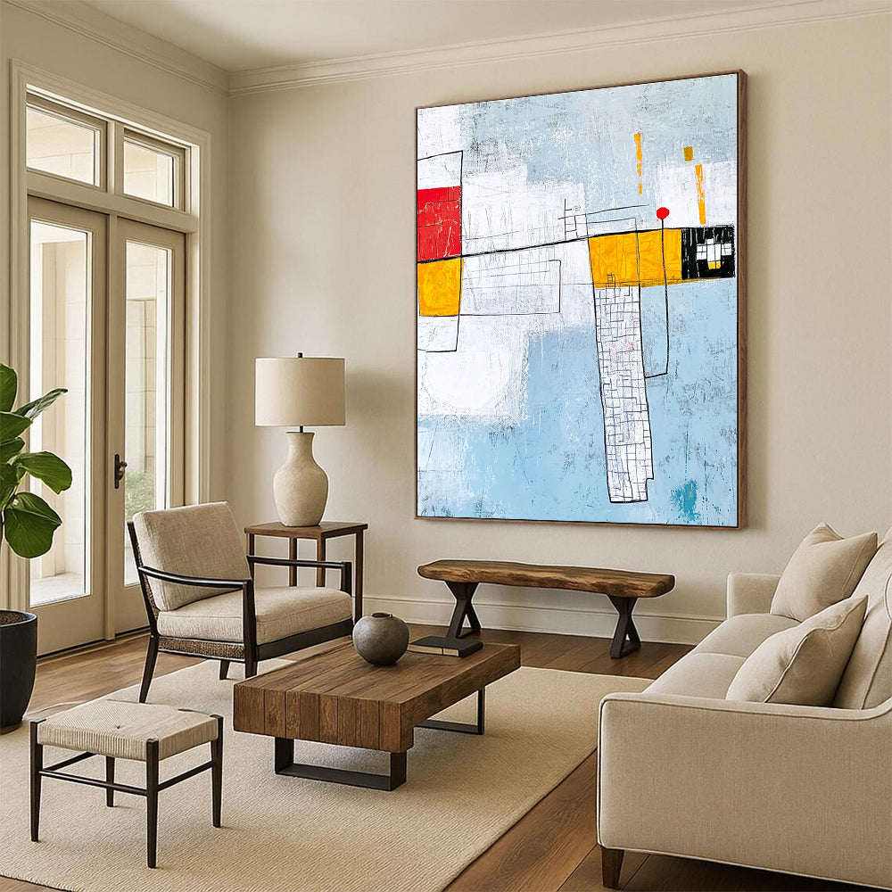 Red - Yellow Abstract Composition Painting for Industrial - Chic Lofts GAB1152