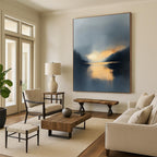 Misty Lake Sunset - Serene Landscape Abstract Painting GAB0580