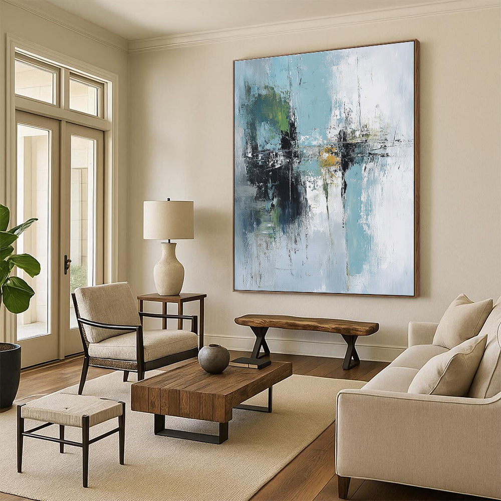Blue Green Abstract Landscape Painting with Dreamy Atmosphere WINK758