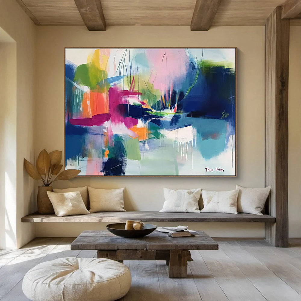 Colorful Landscape Abstract Painting with Lush, Imaginative Forms ABS530
