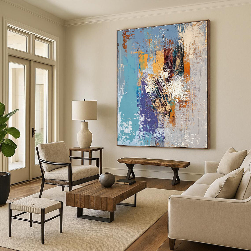 Blue Orange Abstract Painting with Warm - Cool Harmony WINK759