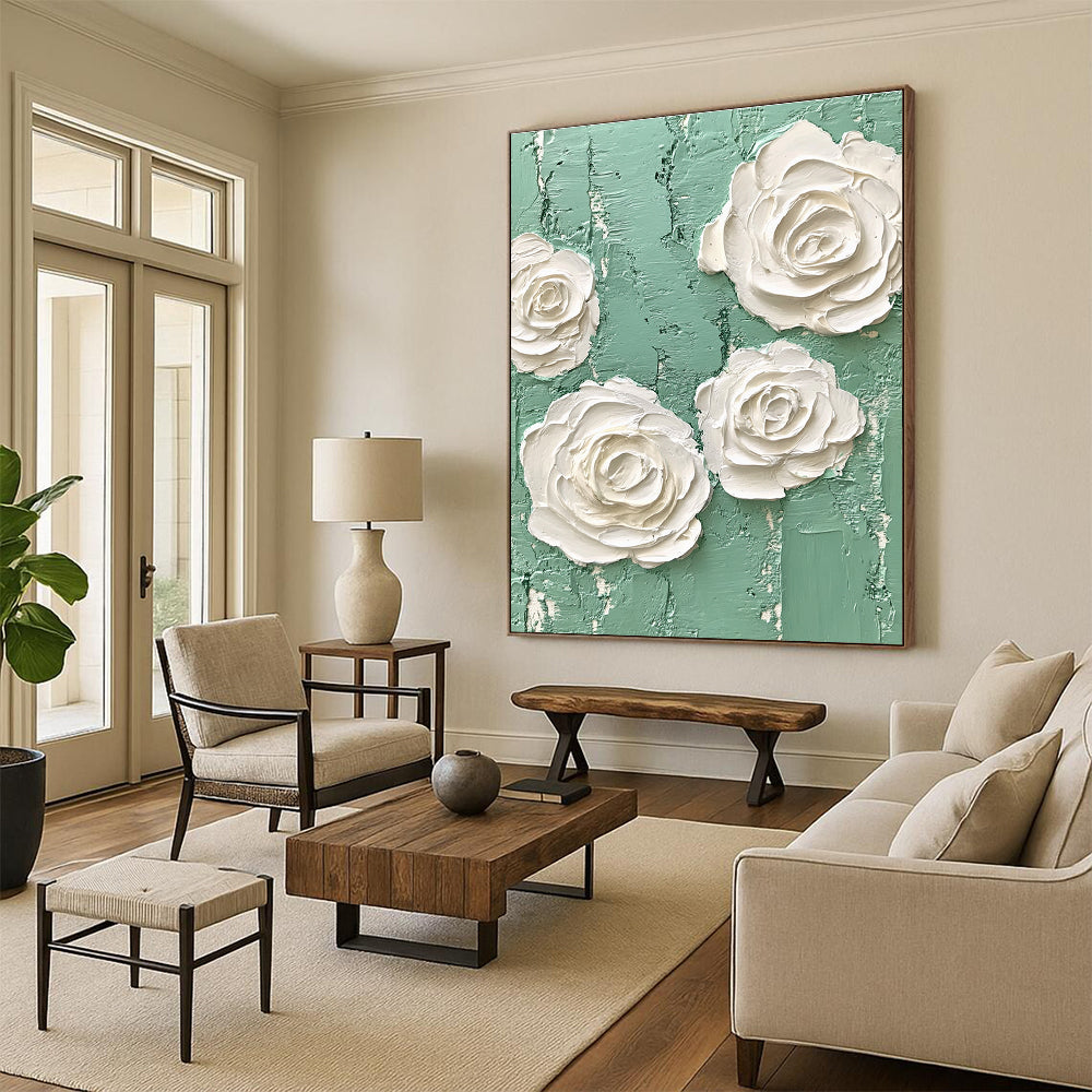 Textured Floral Art Abstract Painting for Romantic Interiors GAB1395