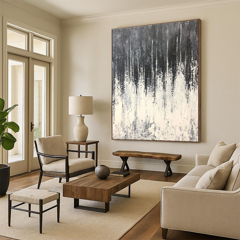 Black and White Drip Abstract Painting for Edgy Art Galleries GAB0824